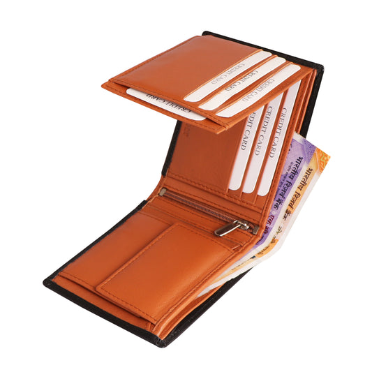 Men Charcoal Sienna Bi-fold Leather Wallet