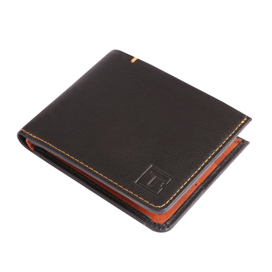 Men Black and Tan Bi-fold Leather Wallet