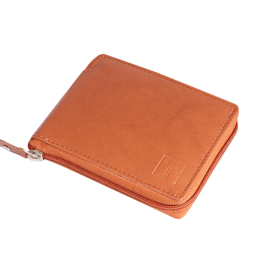 Men Tan Zip-around Artificial Wallet