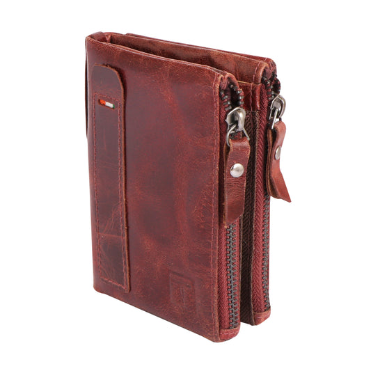 Men Brown Zip-around Leather Wallet